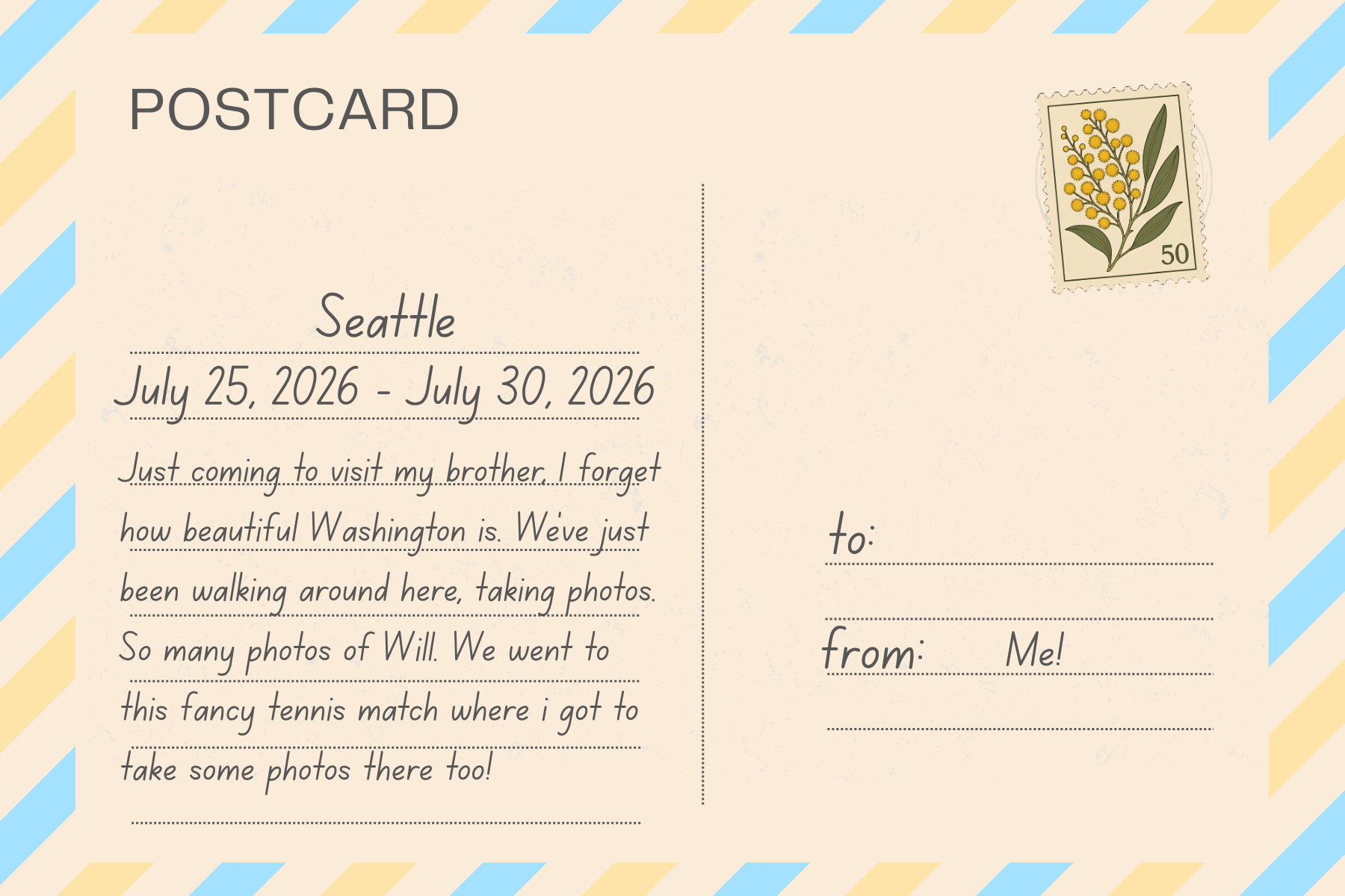 Seattle postcard back